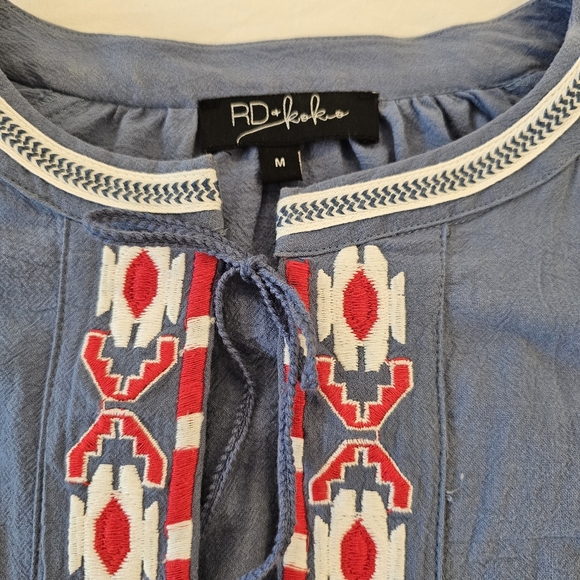 Anthropologie RD + Koko Embroidered Red White Blue Jacket Size Medium - Picture 3 of 6